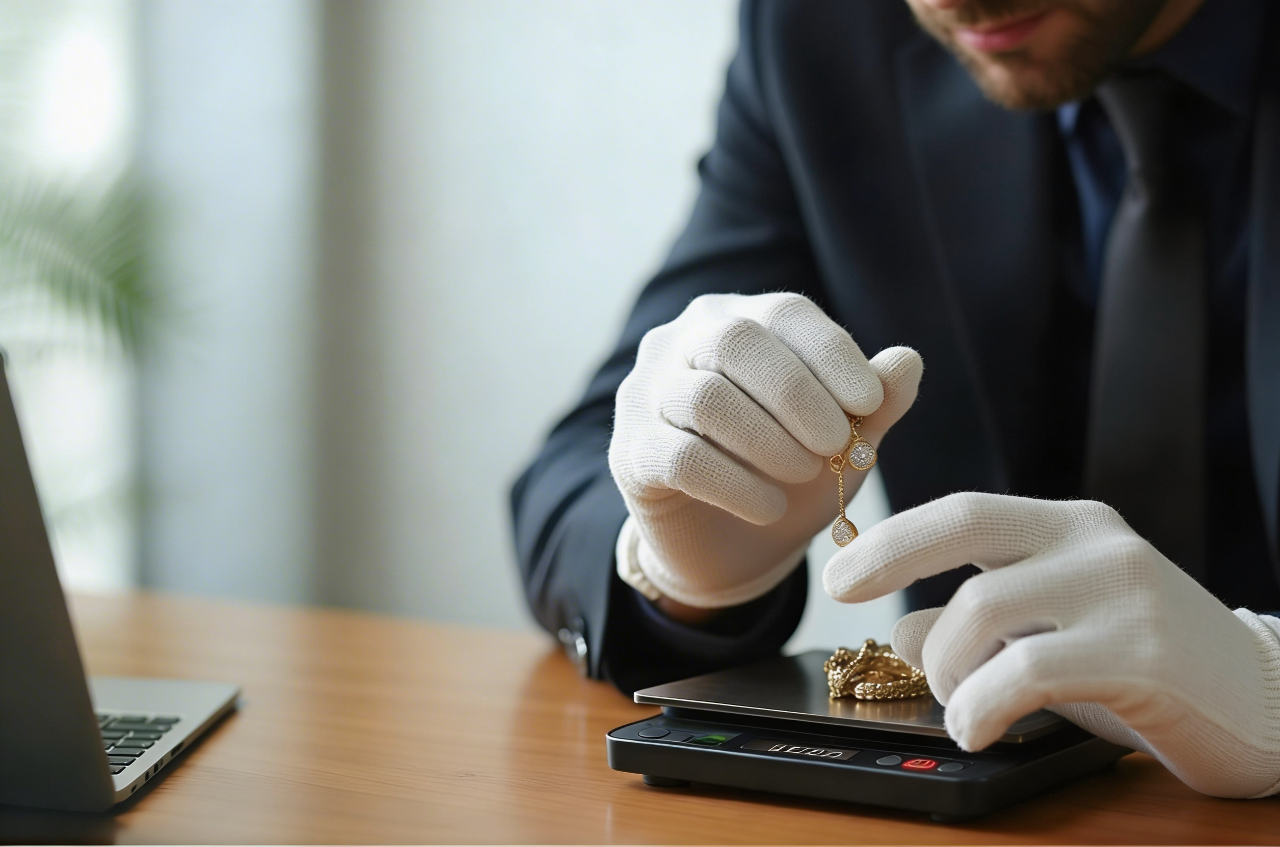 Goldschmuck wird gewogen